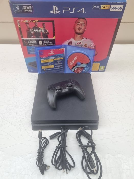 Ps4 slim 500Gb + comando  +  Fifa 20 + Caixa - Tudo IMPECÁVEL  !! - Ler anuncio  !!