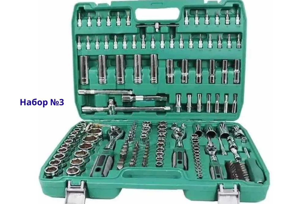 НАБОРЫ ключей от 40 до 216 инструментов. НАБОРИ інструментів головок