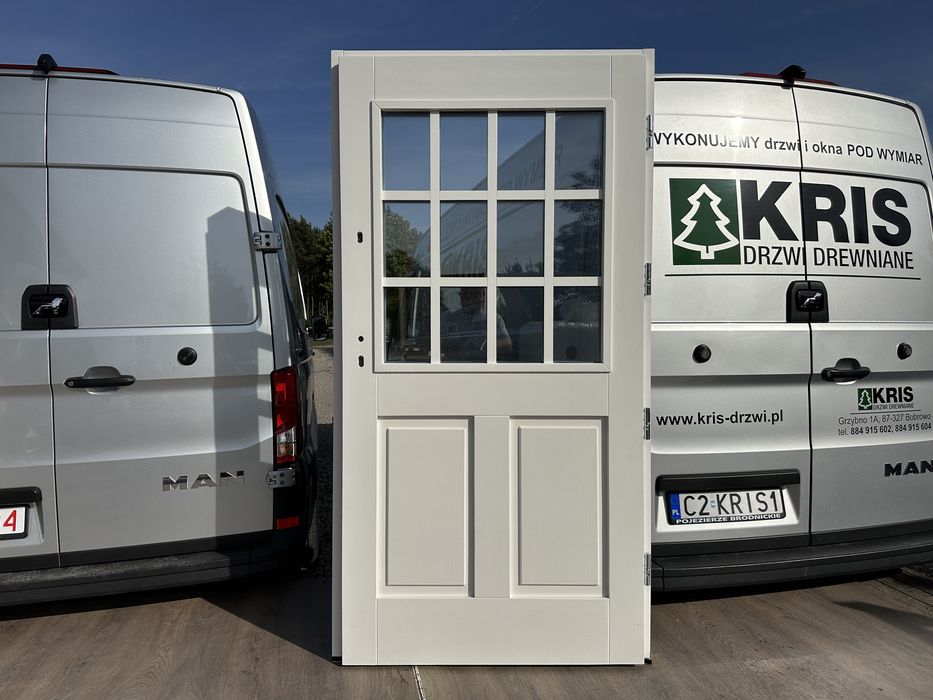 Drzwi zewnętrzne drewniane Angielskie Białe NA WYMIAR Cała Polska