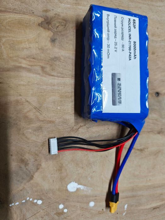 Акумулятори 6s2p, Molicel INR-21700-P42A, 25.2 В, 31мОм, 90А