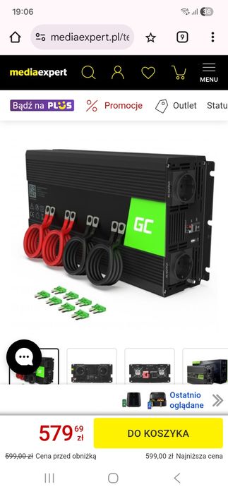 Nowa bez kartonika przetwornica Greencell 12V na 230V