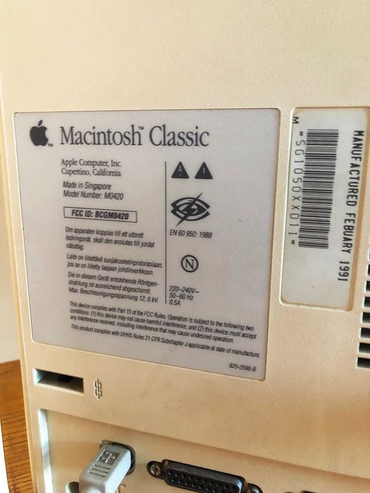 Macintosh Classic Apple Mac M0420 Computador