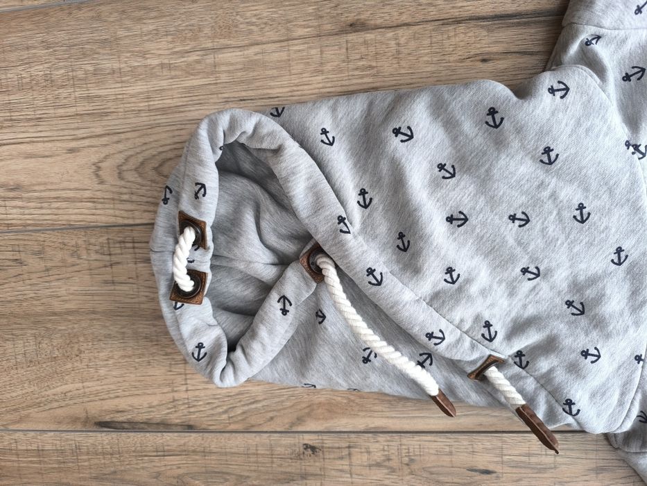Bluza Naketano jasnoszara w czarne kotwice, rozm. XS