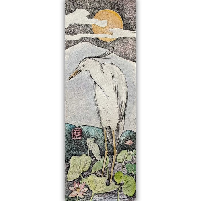 Оригінальна картина "Тихий вечір" , акварель, папір 42х14