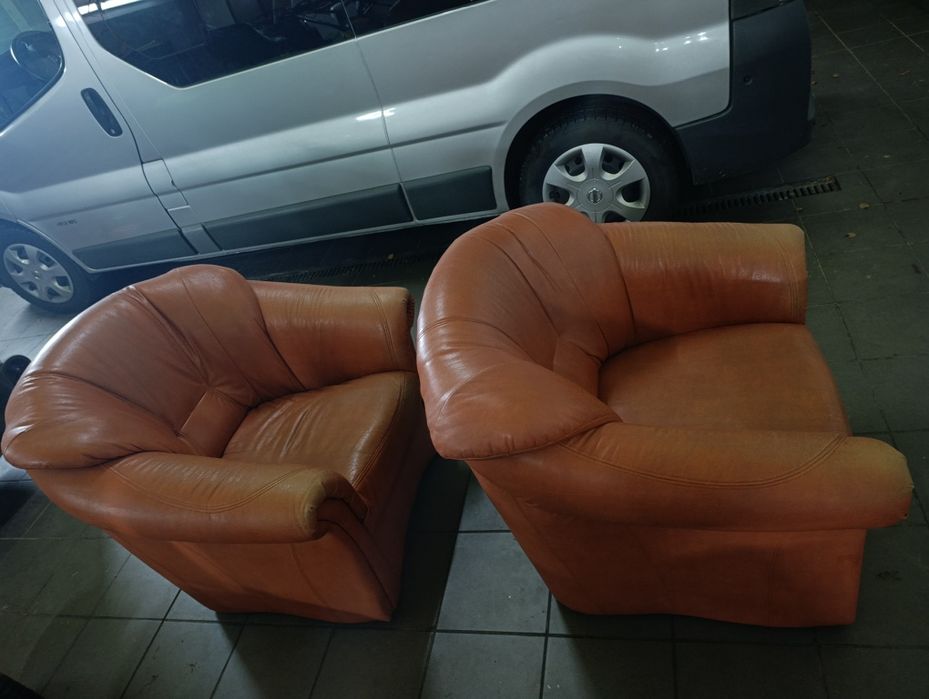 Fotel Fotele skórzane jasny brąz