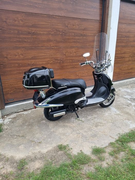 Skuter Retro 50 4t Chromy Czarny Połysk Szyba KUFER Dowóz Polecam!!!