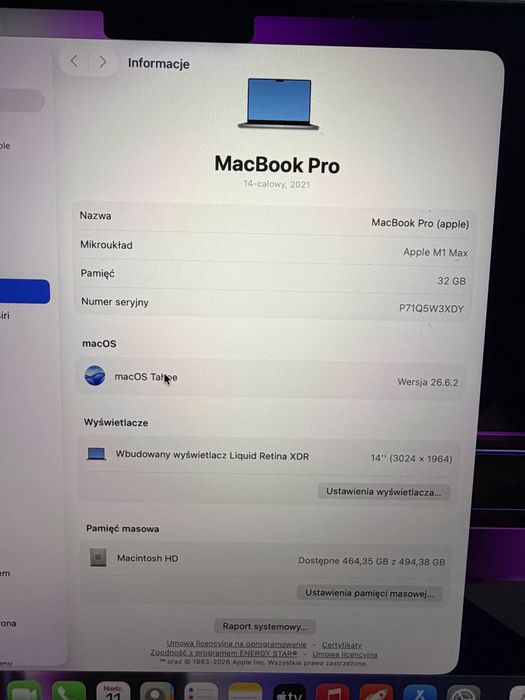 Bateria 100% Macbook Pro 14” M1 Max 32gb Ram 24GPU