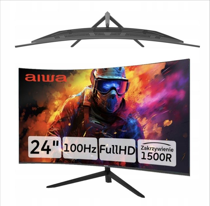 Monitor gamingowy LCD Aiwa 24" 1920x1080 100Hz HDMI bezramkowy zakrzywiony