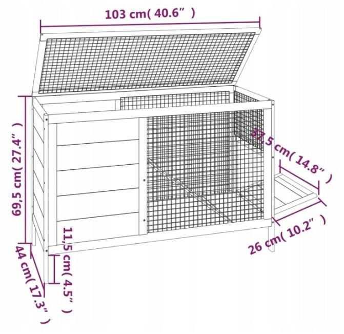 Klatka dla królików duża 103x44x69,5