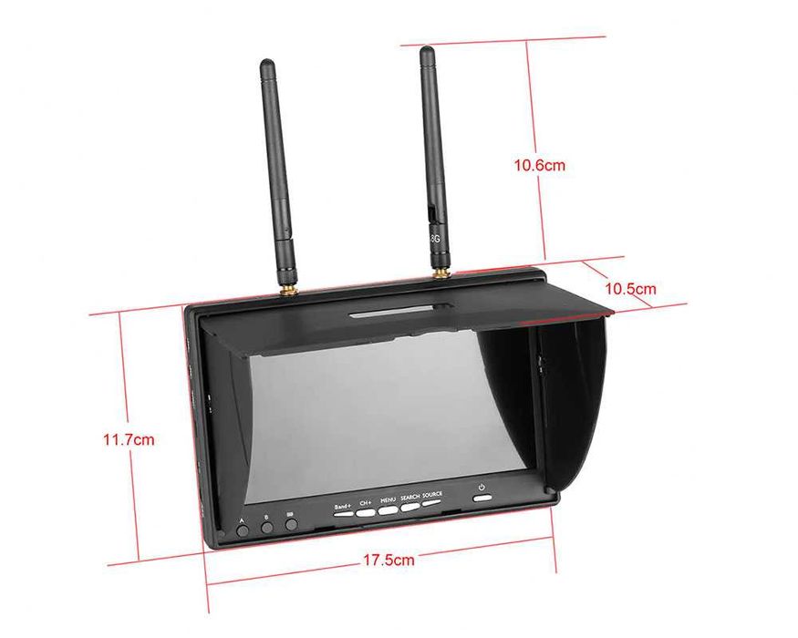 Монитор FPV LCD5802D 7" TFT LCD Screen 5.8G 40CH с приемником и АКБ