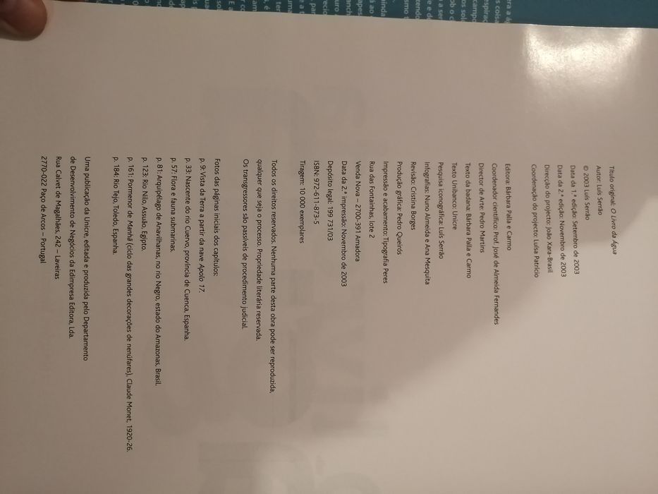 O Livro da água coleções Unibanco