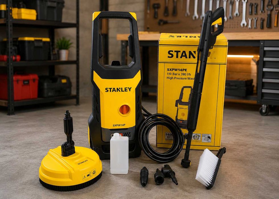 Okazja! Nowa myjka ciśnieniowa Stanley 170 bar 1400W z pianownicą i szczotką 112d