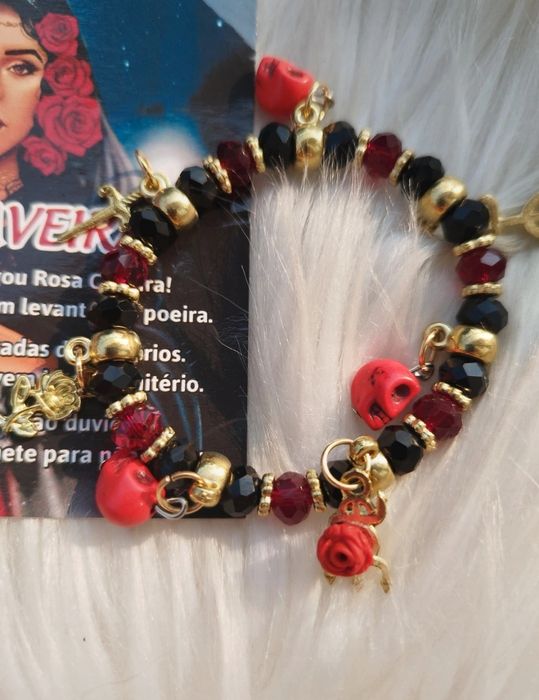 Pulseira Pomba gira Rosa Caveira