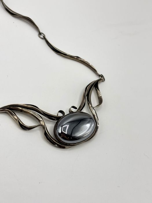 Srebrna kolia naszyjnik z hematytem