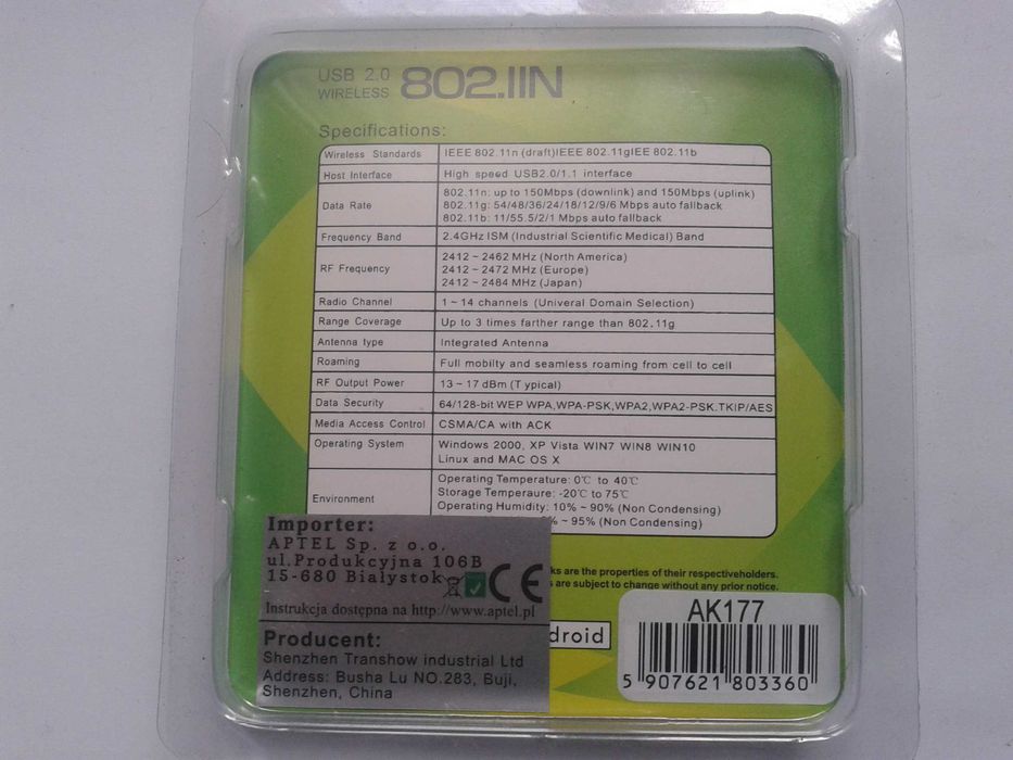 usb 2,0 wireless 802.IIN karta sieciowa adapter WIFI do laptopa
