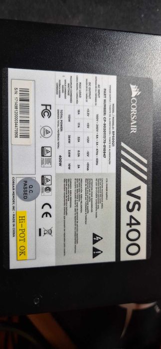 Fonte Corsair VS Series VS400 PSU 80+ PLUS