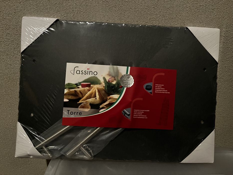 Deska do serwowania łupek kamiennym uchwytami 25 x 36 cm