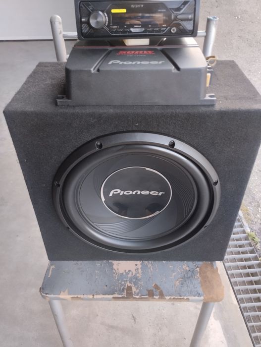 Subwoofer Pioneer  1400w, amplificador e radio Sony