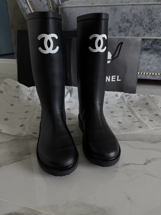 Черные Резиновые сапоги Chanel 36, 37, 38, 39, 40