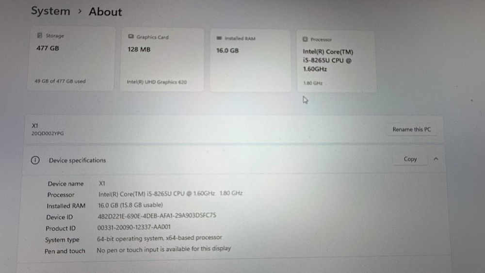 LENOVO X1 Carbon 7ª Geração