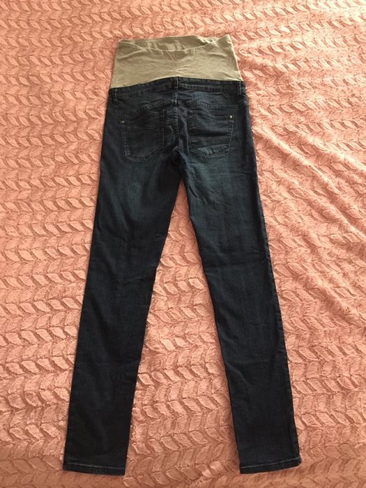 Spodnie ciążowe jeans kwiaty haft M