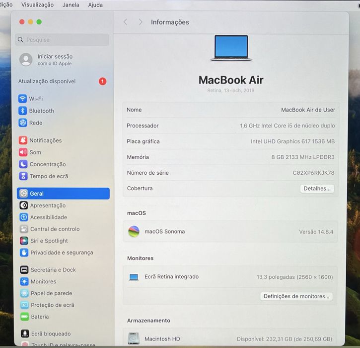Macbook Air 13’ 256Gb 2018