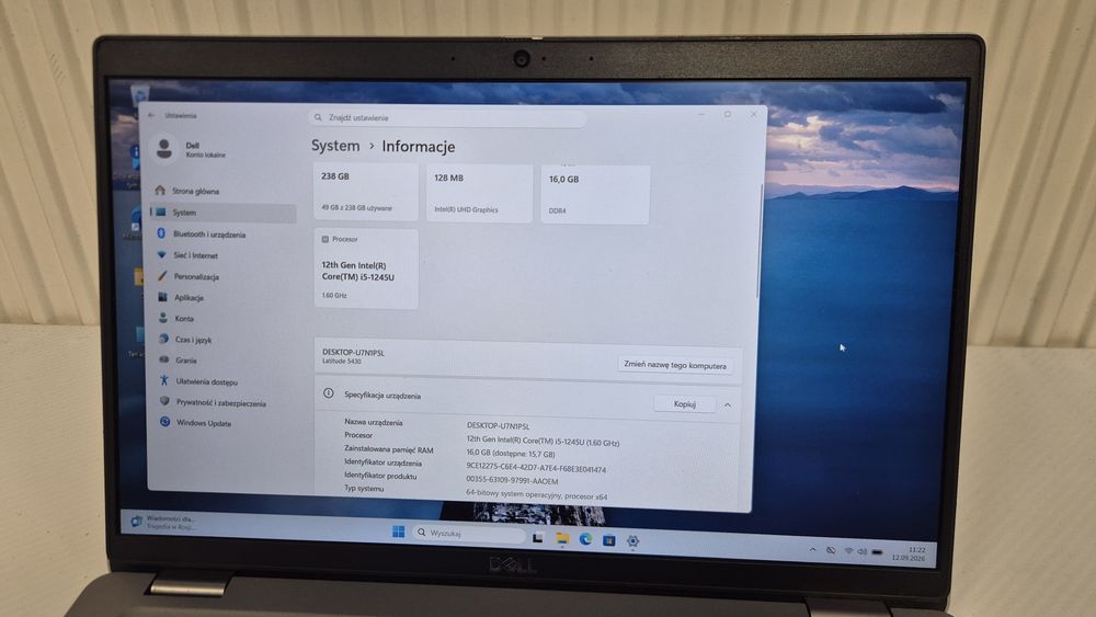 DELL Latitude 5430 14FHD/i5-1245u/16GB/Iris/256SSD/WIN11