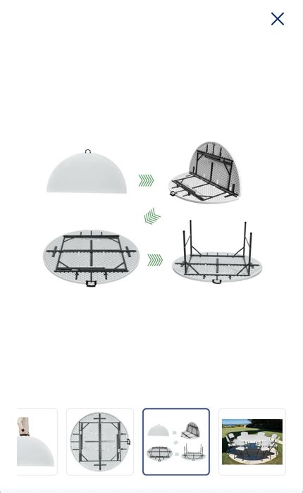 Mesa dobrável para banquetes  aço, tampo em HDPE, Ø 160 x 74 cm, branco
