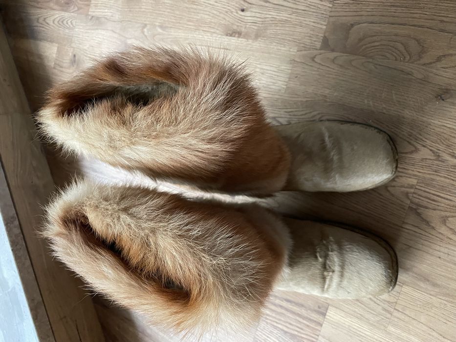 Buty zimowe z lisa lis naturalny roz 41 kozaki