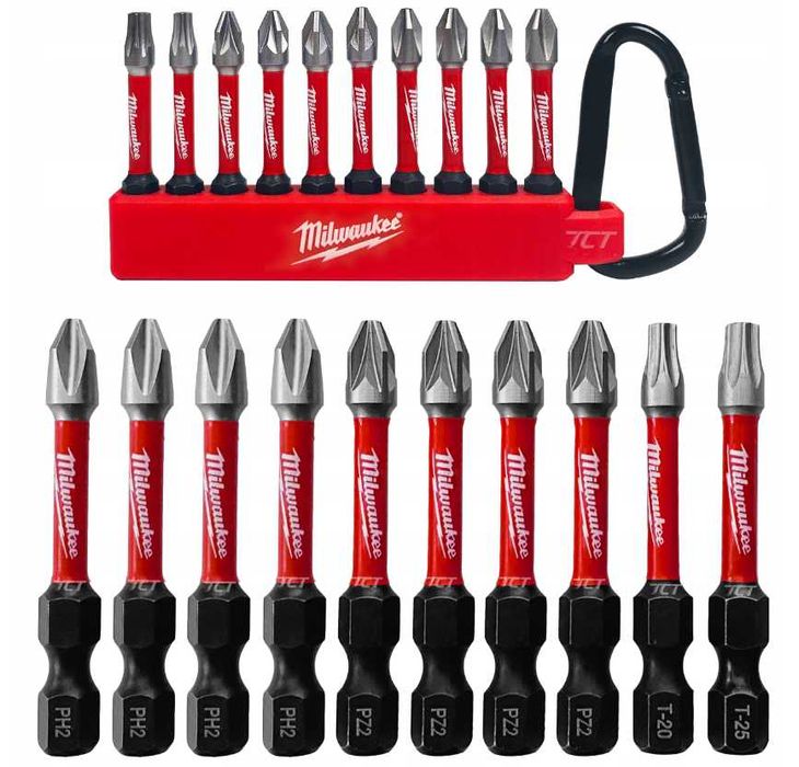 Набір біт Milwaukee з карабіном (10 шт)
