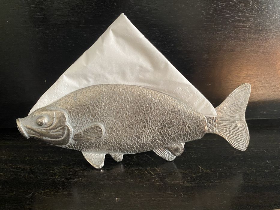Very original silver-toned metal napkin holder