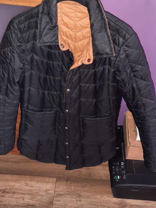 Kurtka płaszcz damski s dwustronny czarny karmel pikowany