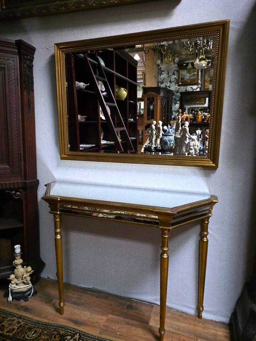 Lustro z konsolą, złocona oprawa i szkło #2400 Stylowy Węgrów