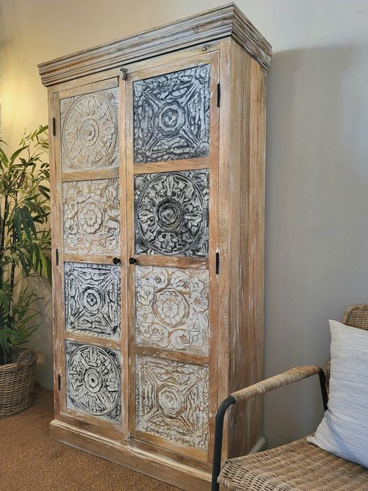 armario, louceiro, movel, talha, indiano, rustico