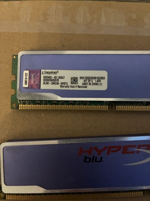 Ram 2x4 GB HyperX Blu, DDR3, 8 GB, 1600MHz, CL9