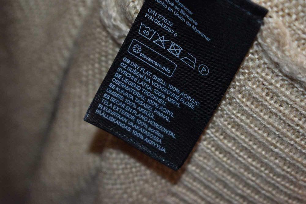 Sweter 38 M kardigan waterfall asymetryczny narzutka H&M dzianinowy