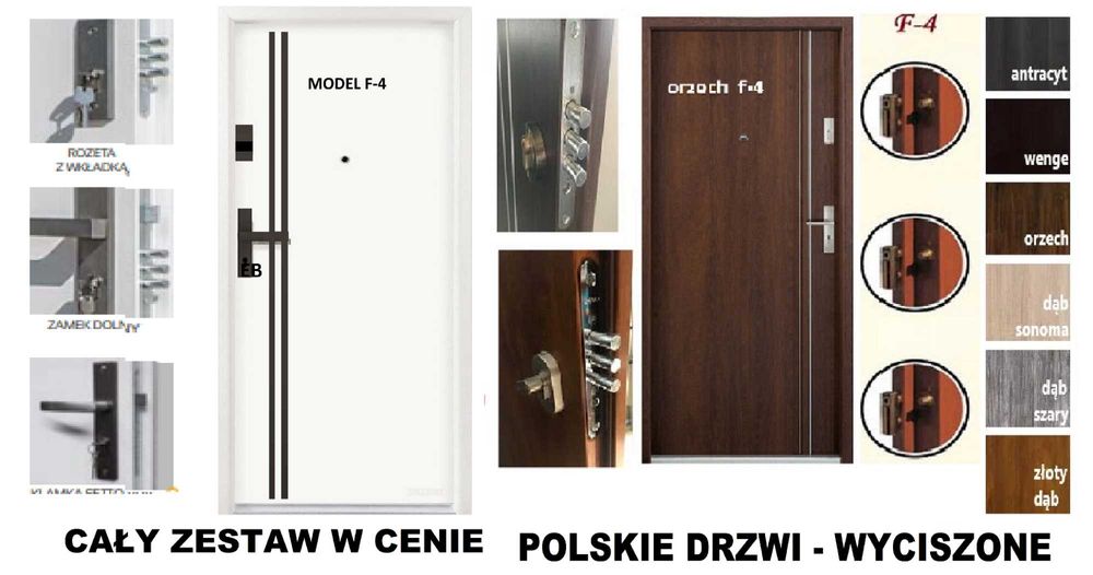 Drzwi  wejściowe - zewnętrzne z MONTAŻEM ,Wyprzedaż!! Polskie do bloku