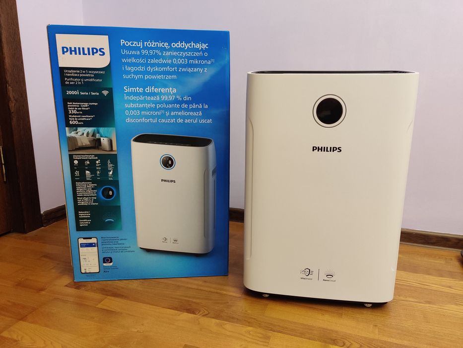 Очищувач і зволожувач повітря Philips 2000i Series, білий