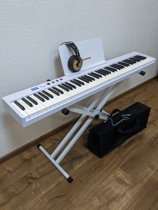 Безкоштовна доставка‼️Піаніно біле цифрове підставка навушники‼️