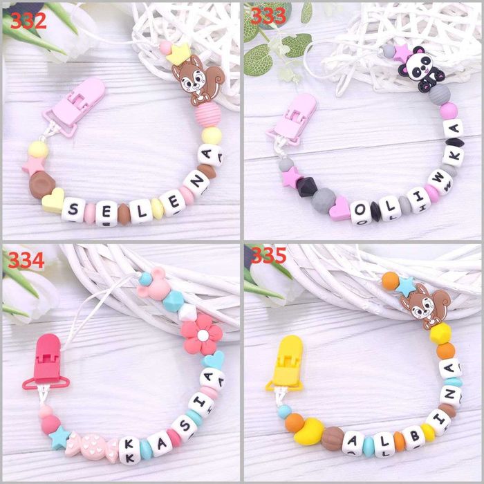 zawieszka do SMOCZKA z imieniem, silikonowe koraliki (dziewczynki)