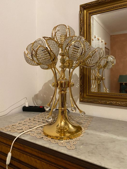 Candeeiro Art Deco Anos 60 Latão 59 cm 7 lumes