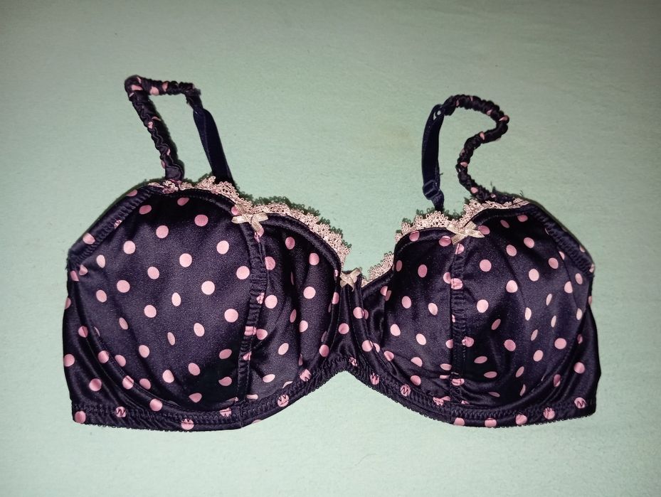 Stanik granatowy w kropki 75d