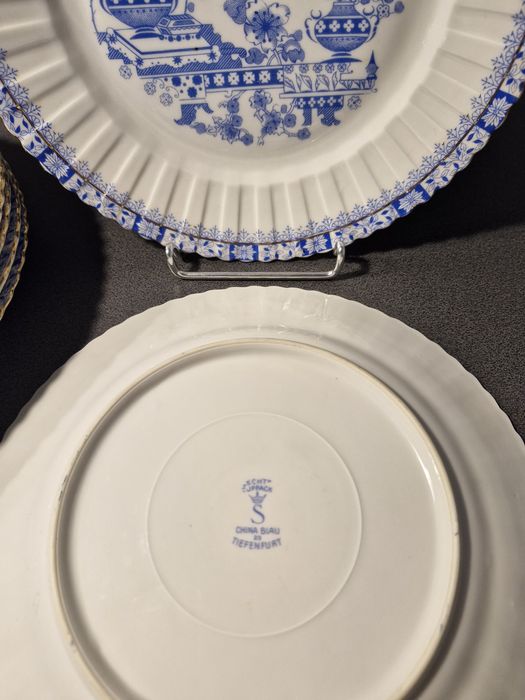 Przedwojenna śląska porcelana china blau . Talerze Tiefenfurt Tuppack