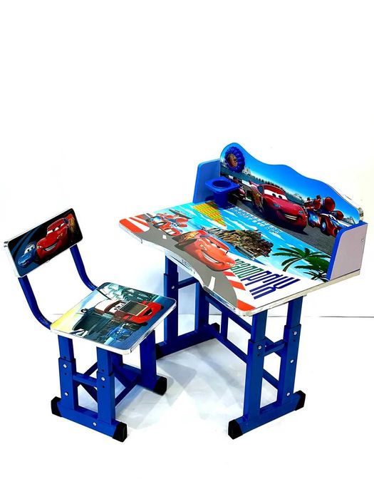 Дитяча регульована парта + стілець з принтом «Тачки», детская парта.