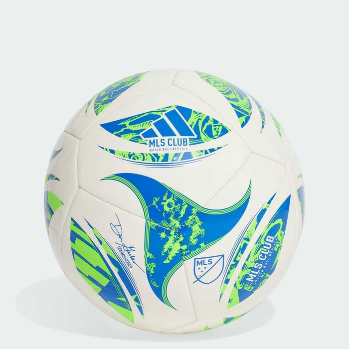 Футбольний м'яч Adidas MLS 25 Club Ball (White / Green / Glow Blue) розмір 5