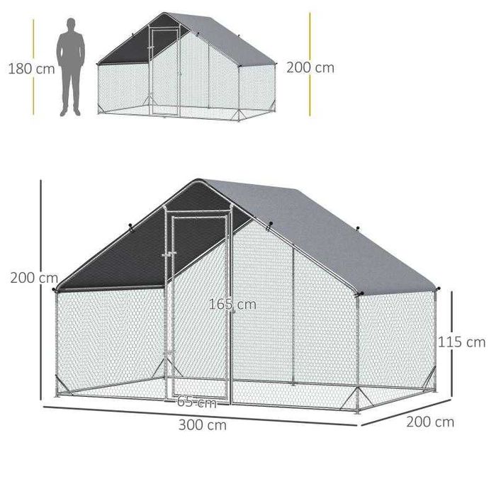 Galinheiro de Exterior Grande 3x2x2 m