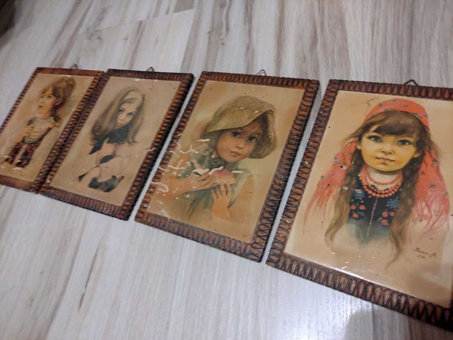 Danuta Muszyńska - Zamorska, obrazki na drewnie dzieci PRL