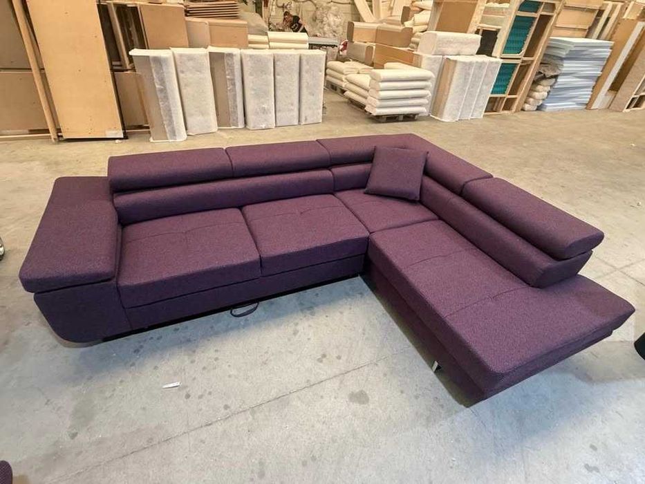 OLIMP fioletowy narożnik z funkcją spania - NOWY OD PRODUCENTA