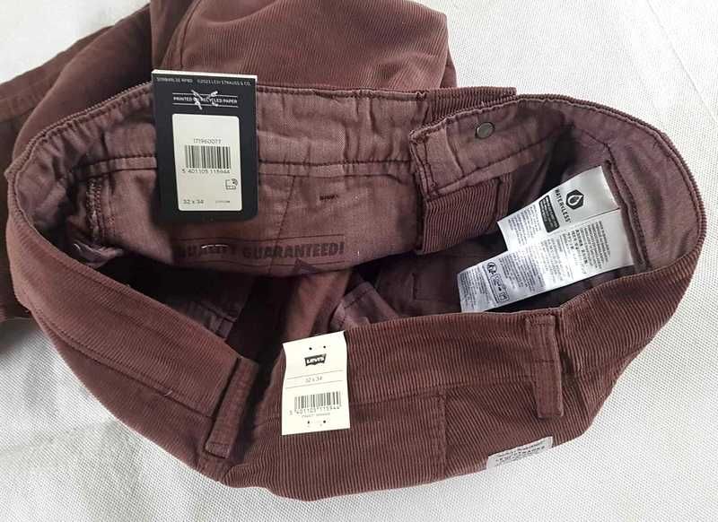 Męskie spodnie sztruksowe Levi's - XX Chino Levis brązowe nowe W32/L34
