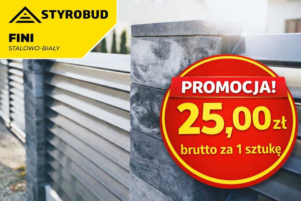 Bloczki, pustaki ogrodzeniowe STYROBUD FINI | Transport HDS | PROMOCJA